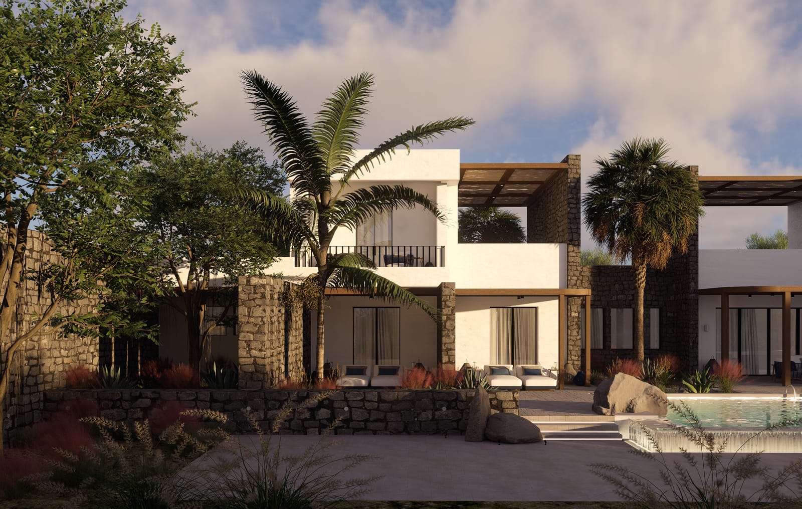 Street elevation of Villa Roccia (architectural rendering)